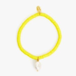 Clare V Beaded Disc Stretch Bracelet Neon Yellow